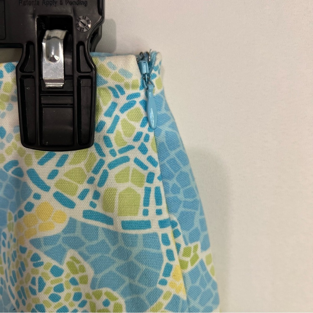 Talbots Womens 10 Coastal Sea Turtle Floral Mosaic Print A-line Skirt Blue Green - Picture 4 of 7